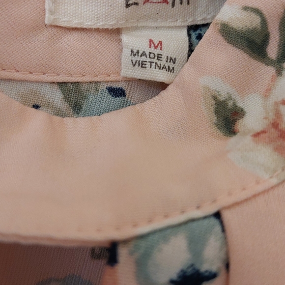 E&M Light Pink Floral Sleeveless Keyhole Tank Blouse M Medium - Picture 5 of 6